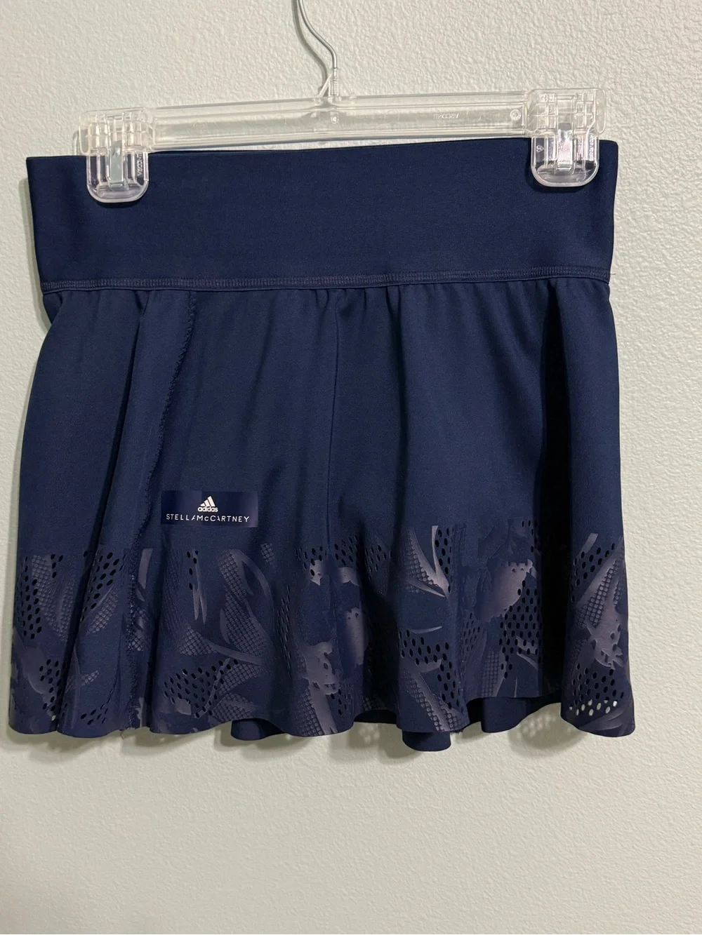adidas by Stella McCartney Court Floral Laser-Cut Tennis Skirt Skort - Navy Blue